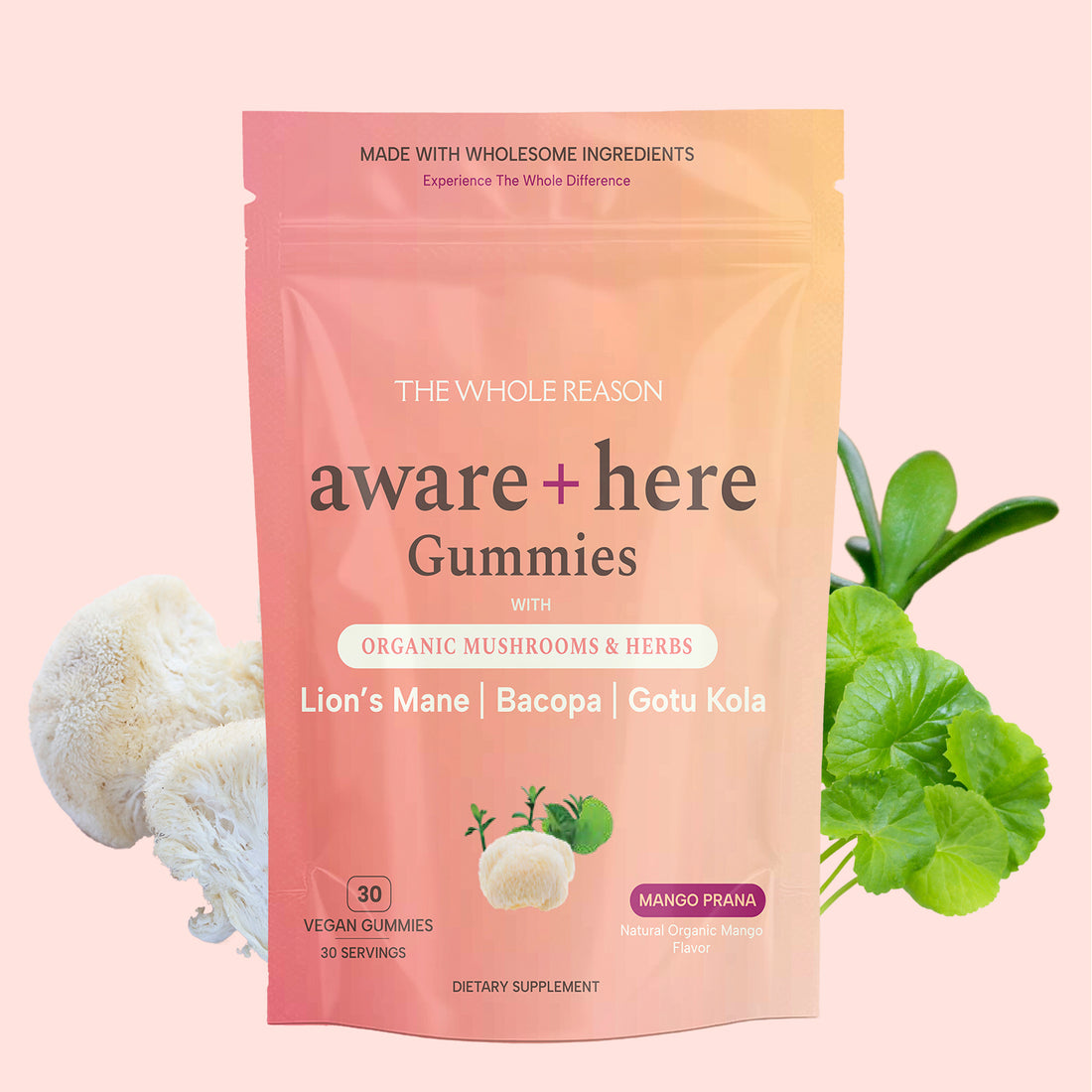 Aware and Here Mushroom and Herbs Wellness Gummies