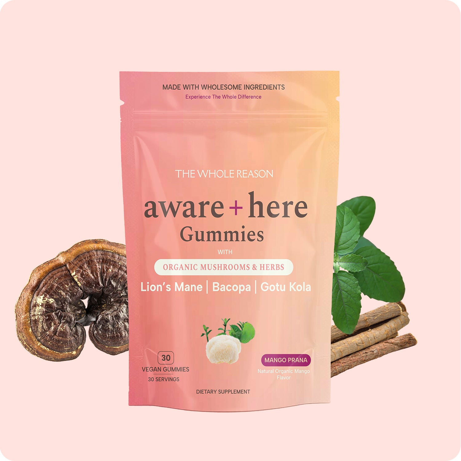 Aware and Here Mushroom and Herbs Wellness Gummies