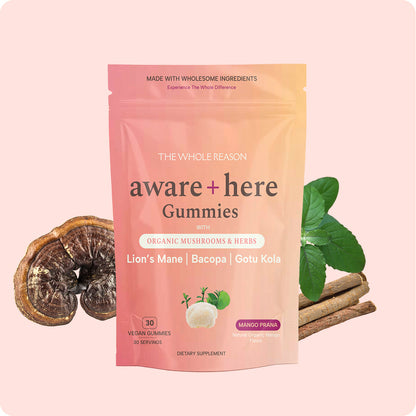 Aware and Here Mushroom and Herbs Wellness Gummies